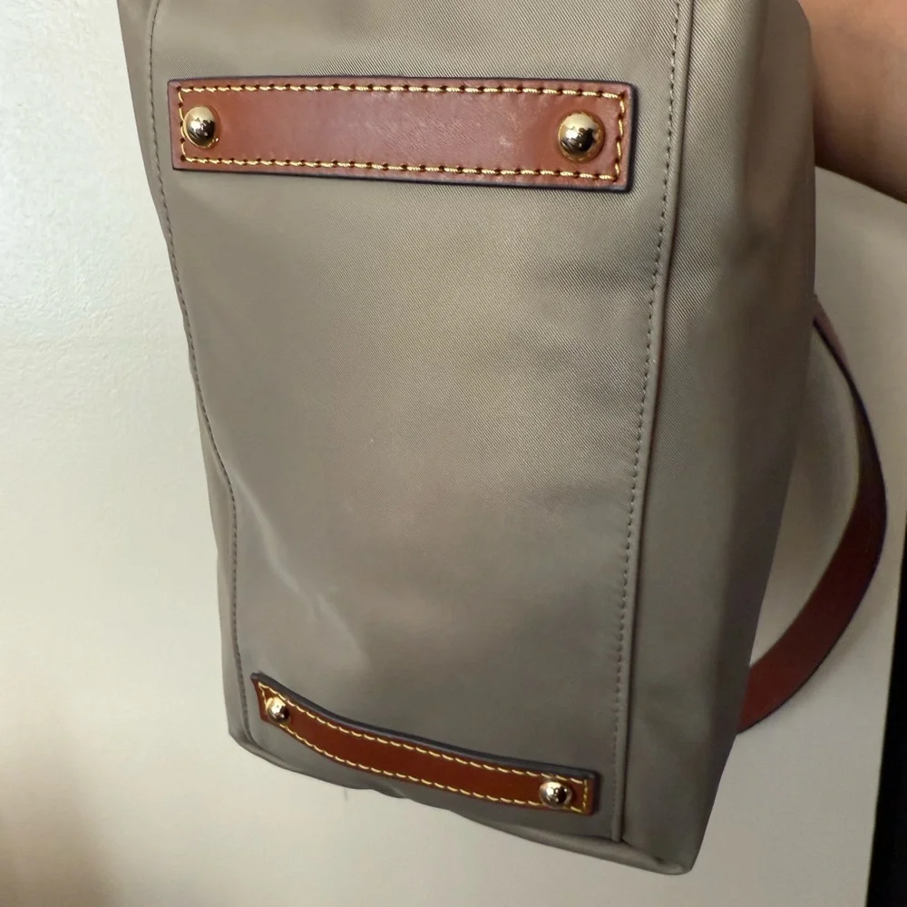 DOONEY & BOURKE WAYFARER BAG TAN HOBO BOHO 12x13”‎ 10” Handle Drop T